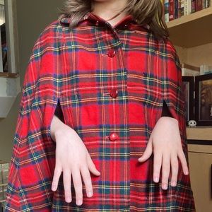 VINTAGE 1970s GIRLS SCOTCH HOUSE tartan wool cape